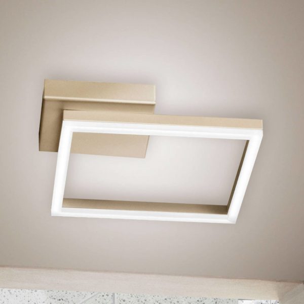 Fabas Luce Plafonnier LED Bard, 27×27 cm, finition dorée mate Fabas Luce