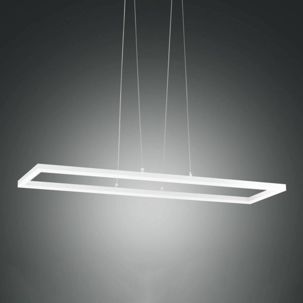 Fabas Luce Suspension LED Bard 92x32 cm en blanc Fabas Luce