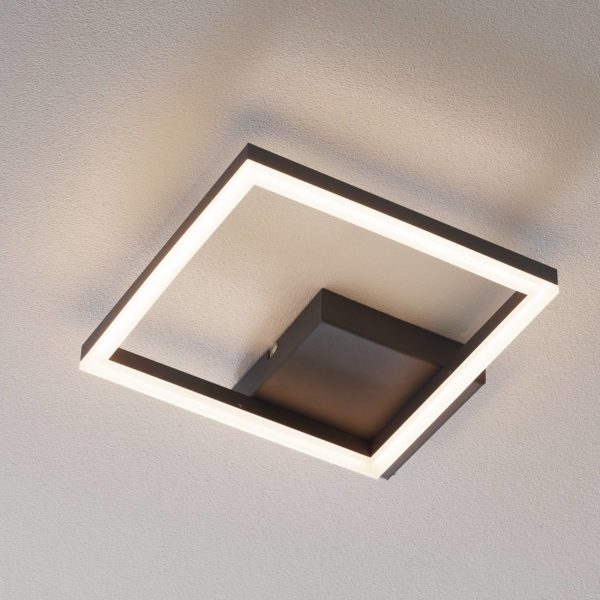 Fabas Luce Plafonnier LED Bard, 27×27 cm, anthracite Fabas Luce