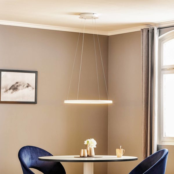 Fabas Luce Suspension LED Giotto à 1 lampe, blanche Fabas Luce