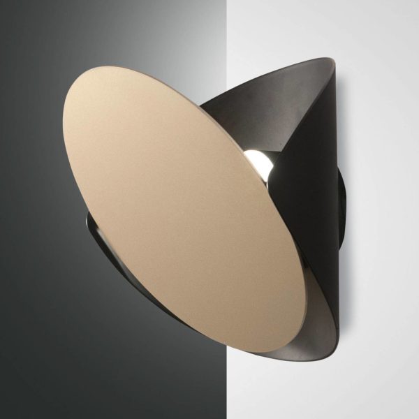 Fabas Luce Applique LED Shield, dimmable, noire-dorée Fabas Luce