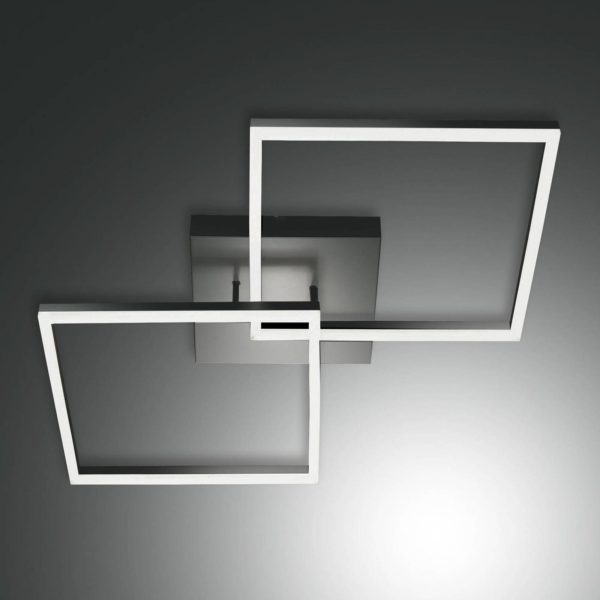 Fabas Luce Bard suspension 65×65 cm deux lampes anthracite Fabas Luce