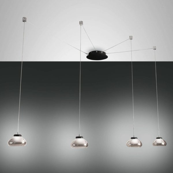 Fabas Luce Arabella suspension 4 lampes noir/gris/transparent Fabas Luce