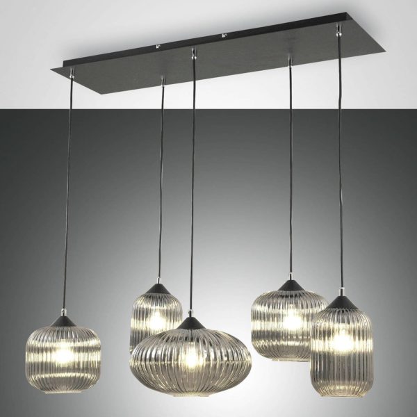 Fabas Luce Gillis suspension en verre, à cinq lampes Fabas Luce