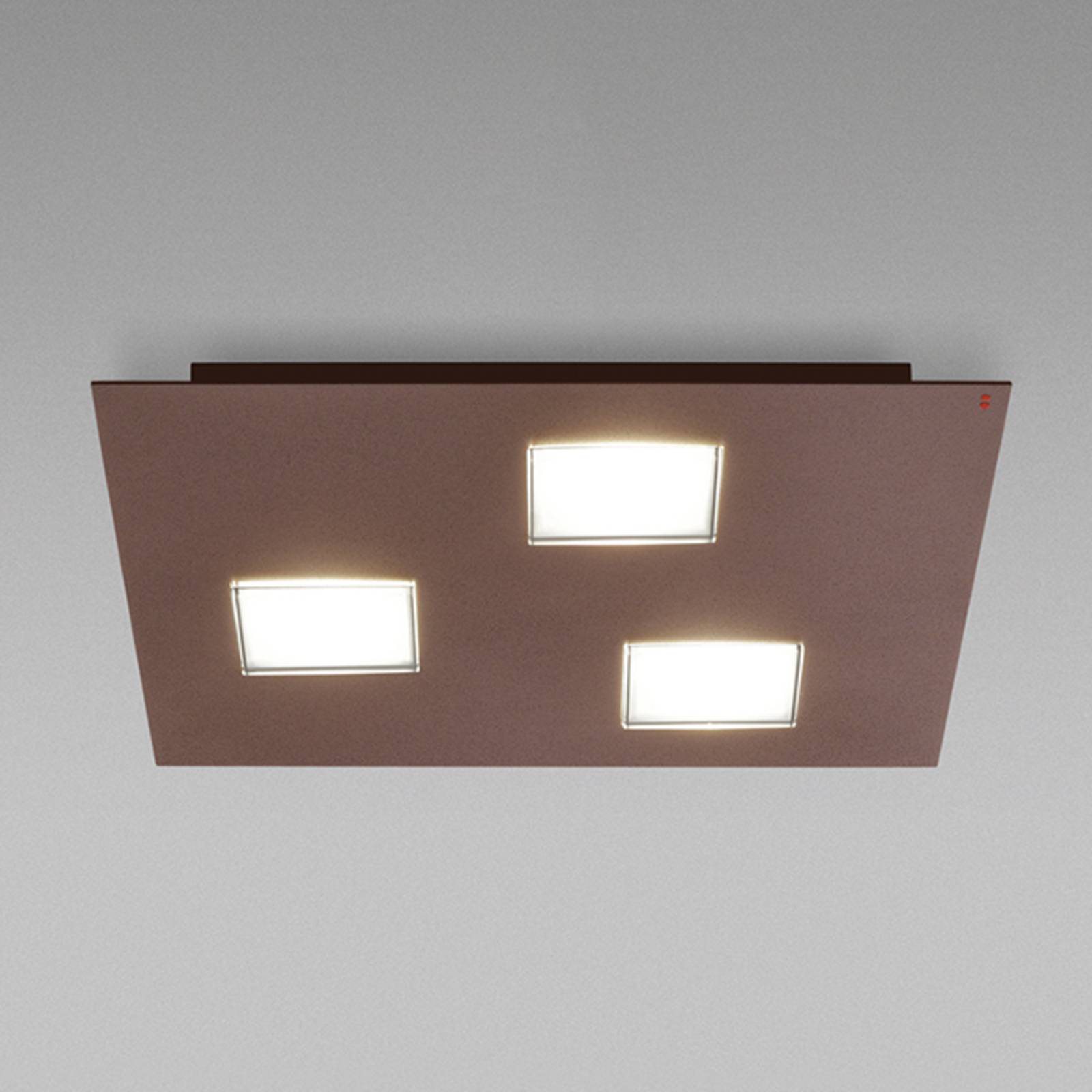 Fabbian Plafonnier Quarter brun avec 3 LED Fabbian