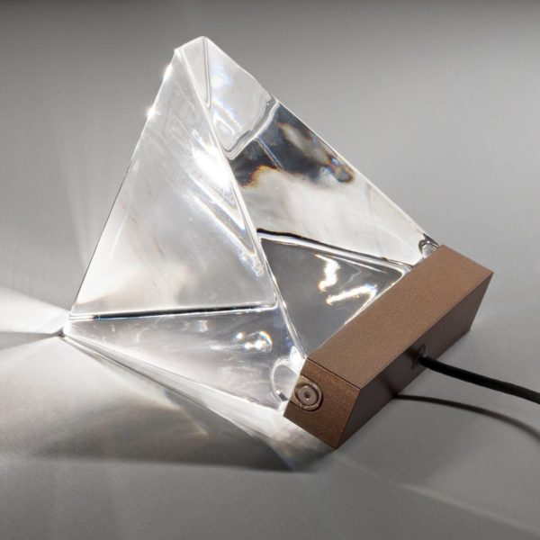 Fabbian Petite lampe à poser LED cristal Tripla bronze Fabbian