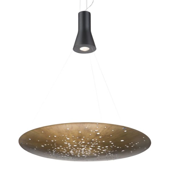 Fabbian Lens suspension LED Ø 90 cm bronze Fabbian