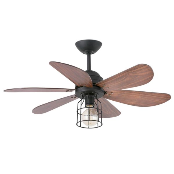 FARO BARCELONA Ventilateur Chicago avec lampe en forme de cage FARO BARCELONA