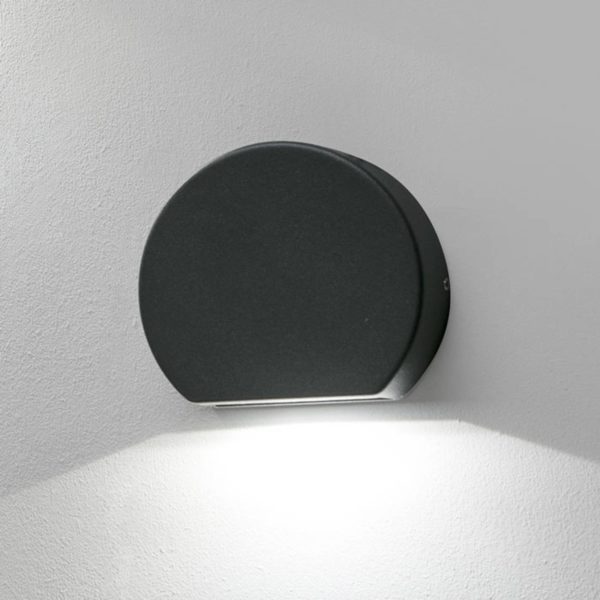 FARO BARCELONA Applique d'extérieur LED Pill ronde en gris foncé FARO BARCELONA