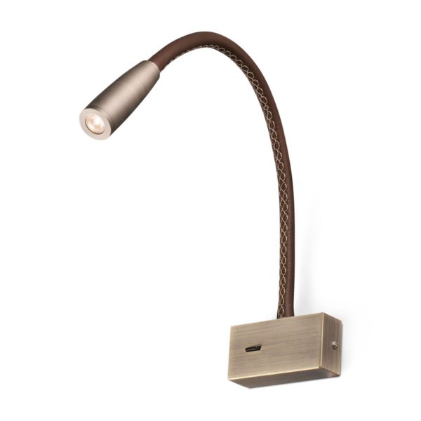 FARO BARCELONA Liseuse murale Lead avec détails en cuir et LED FARO BARCELONA
