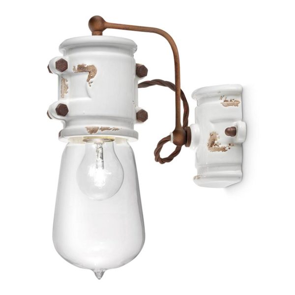 Ferroluce Applique murale blanche Nicolo de style vintage Ferroluce