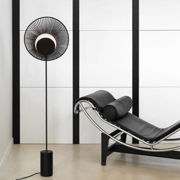 Forestier Oyster lampadaire de designer, noir Forestier