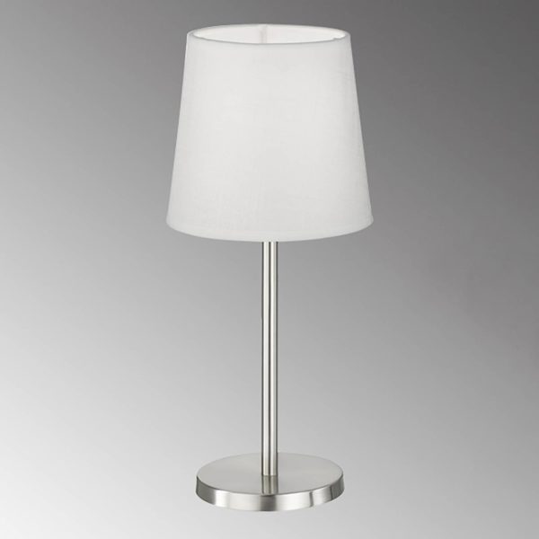 FH Lighting Lampe à poser Eve abat-jour tissu nickel mat/blanc FH Lighting