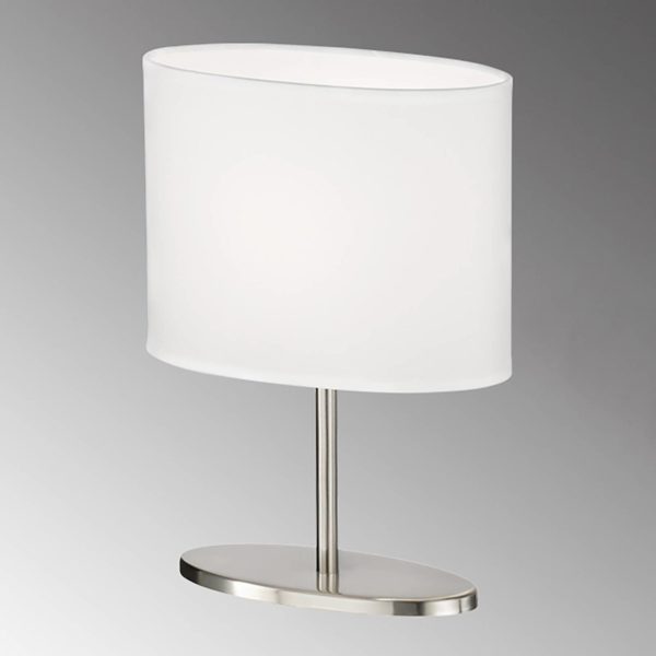 FH Lighting Lampe à poser Momo, abat-jour tissu, nickel/blanc FH Lighting