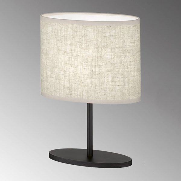 FH Lighting Lampe à poser Momo, abat-jour tissu, noir/sable FH Lighting