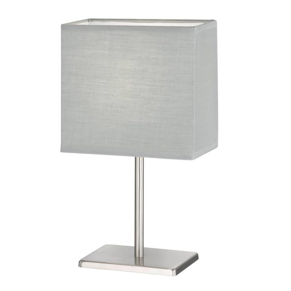 FH Lighting Lampe à poser Kate, abat-jour tissu, nickel/gris FH Lighting
