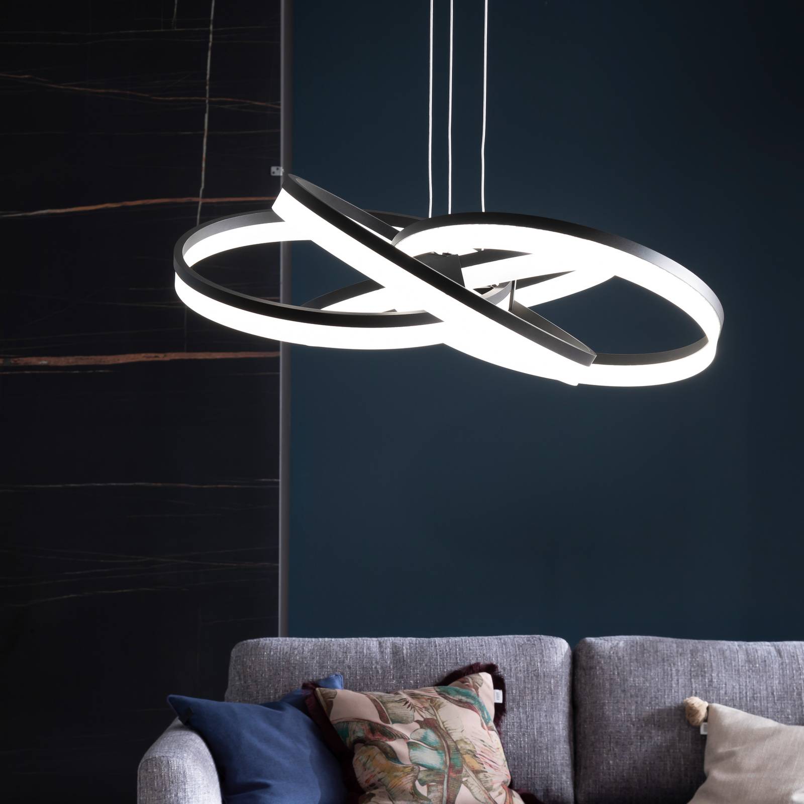 Schöner Wohnen Loop suspension LED CCT noire Schöner Wohnen