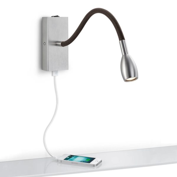 Knapstein Applique LED Milos nickel avec chargeur USB Knapstein