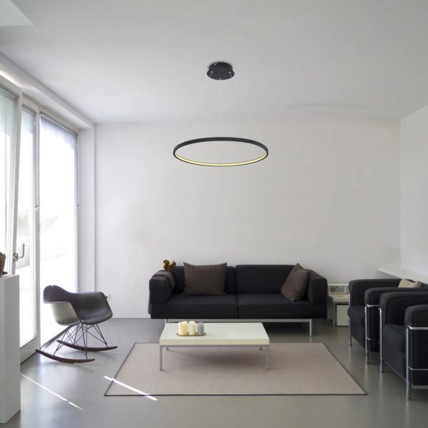 Globo Suspension LED Ralph à 1 lampe, noire, Ø 60cm Globo