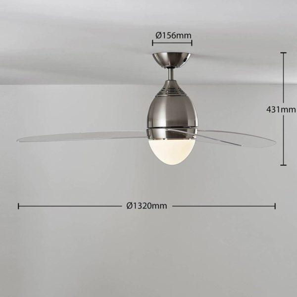 Lindby Ventilateur plafond Piara, éclairé, transparent LINDBY