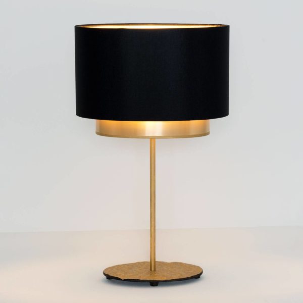 Holländer Lampe à poser Mattia, ovale, double, noire/dorée Holländer
