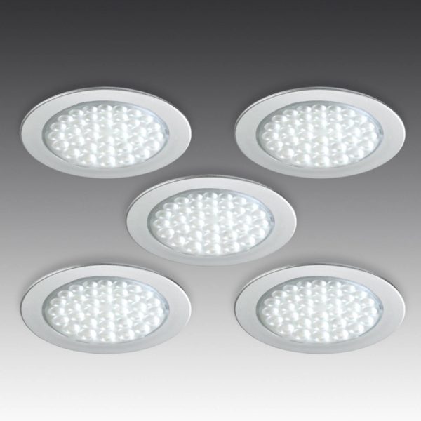 Hera Set de 5 spots encastrés LED R 68 aspect inox Hera