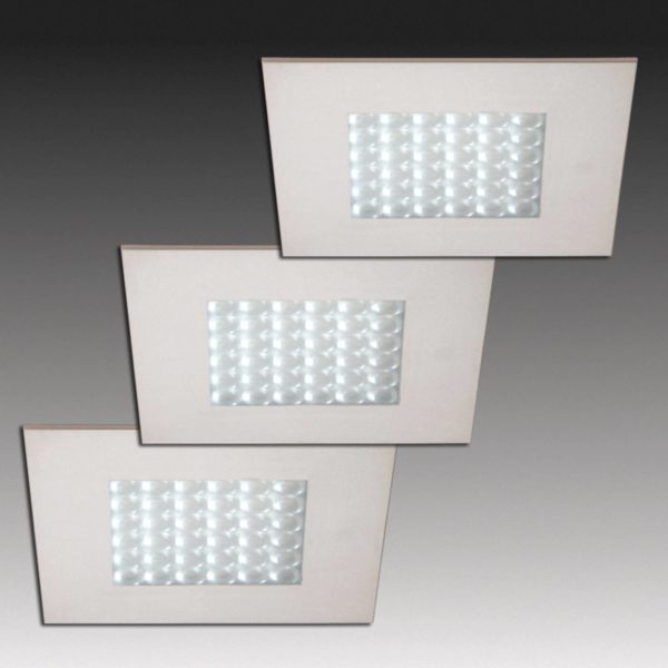 Hera Set de 3 spots encastrés LED Q 68 aspect inox Hera