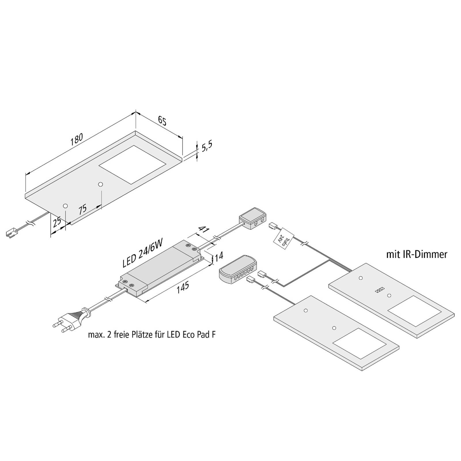 Hera Lampe sous meuble LED Eco-Pad F par 2