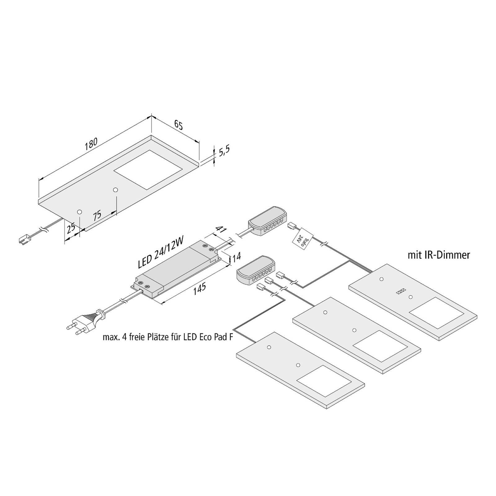 Hera Lampe sous meuble LED Eco-Pad F par 3