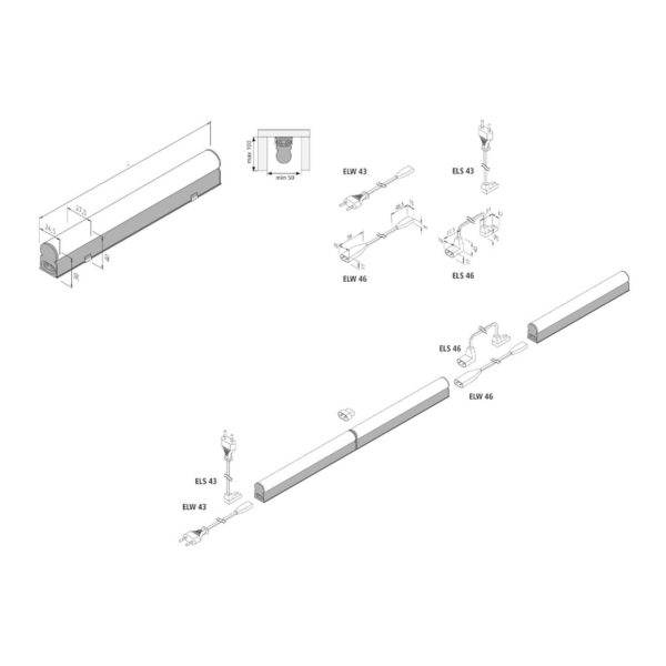 Hera Réglette LED EcoLite F HO saillie, 3 000K, 60cm Hera