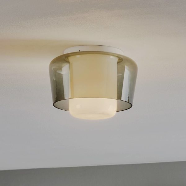 Helestra Plafonnier Canio chic en verre double Helestra