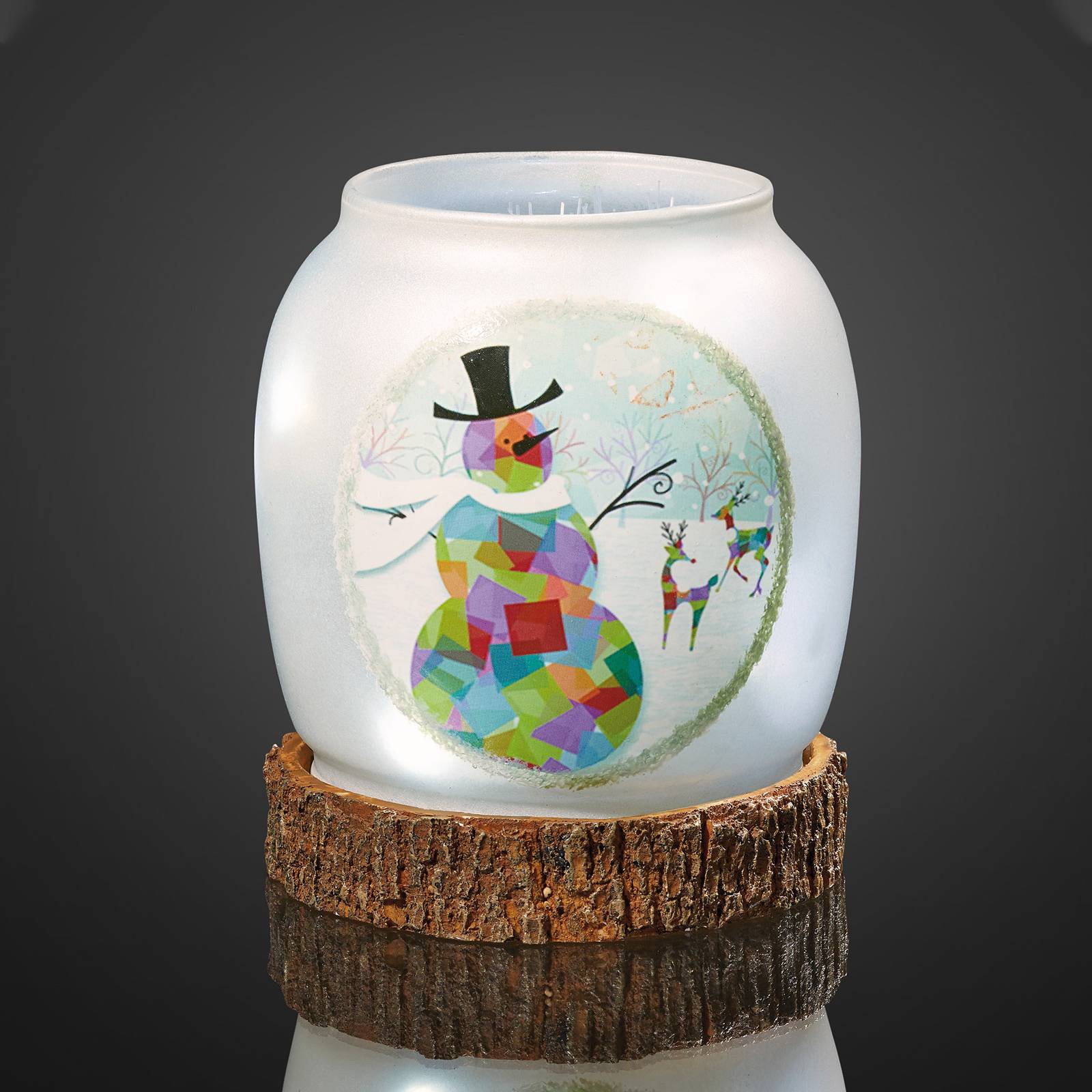 Hellum Vase en verre LED Bonhomme de neige
