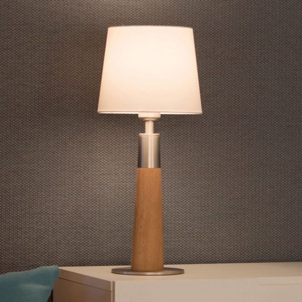 HerzBlut Conico lampe blanche, chêne huilé, 44 cm HerzBlut