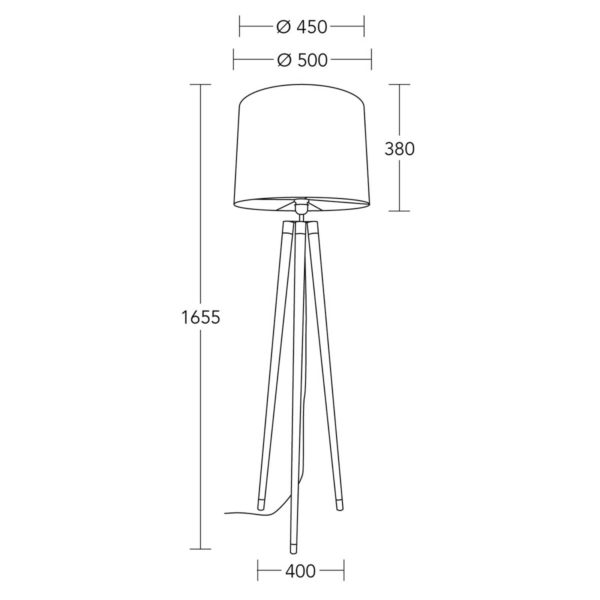 HerzBlut Briany lampadaire, support chêne huilé HerzBlut