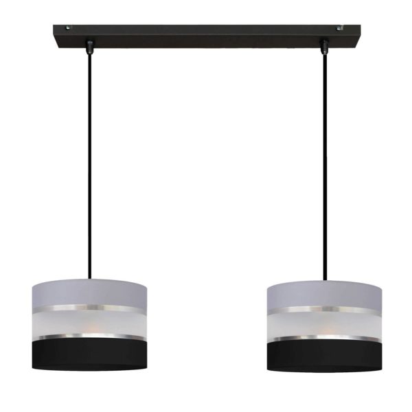 HELam Suspension Helen gris-noir-argenté 2 lampes HELam