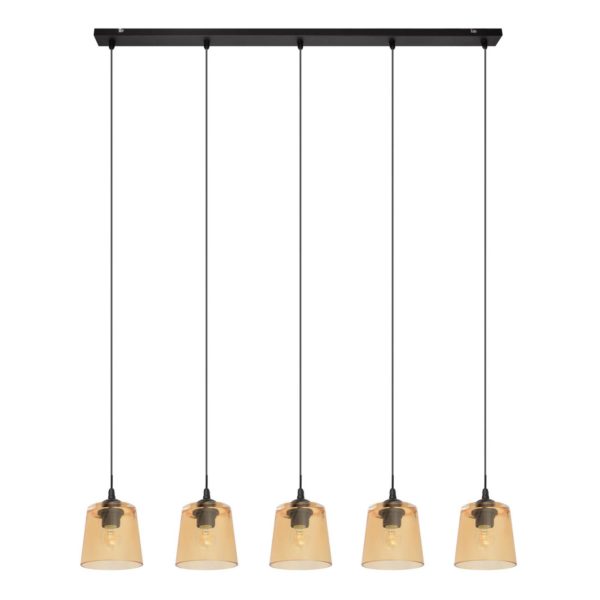 Euluna Suspension Lucea, à 5 lampes, ambre Euluna