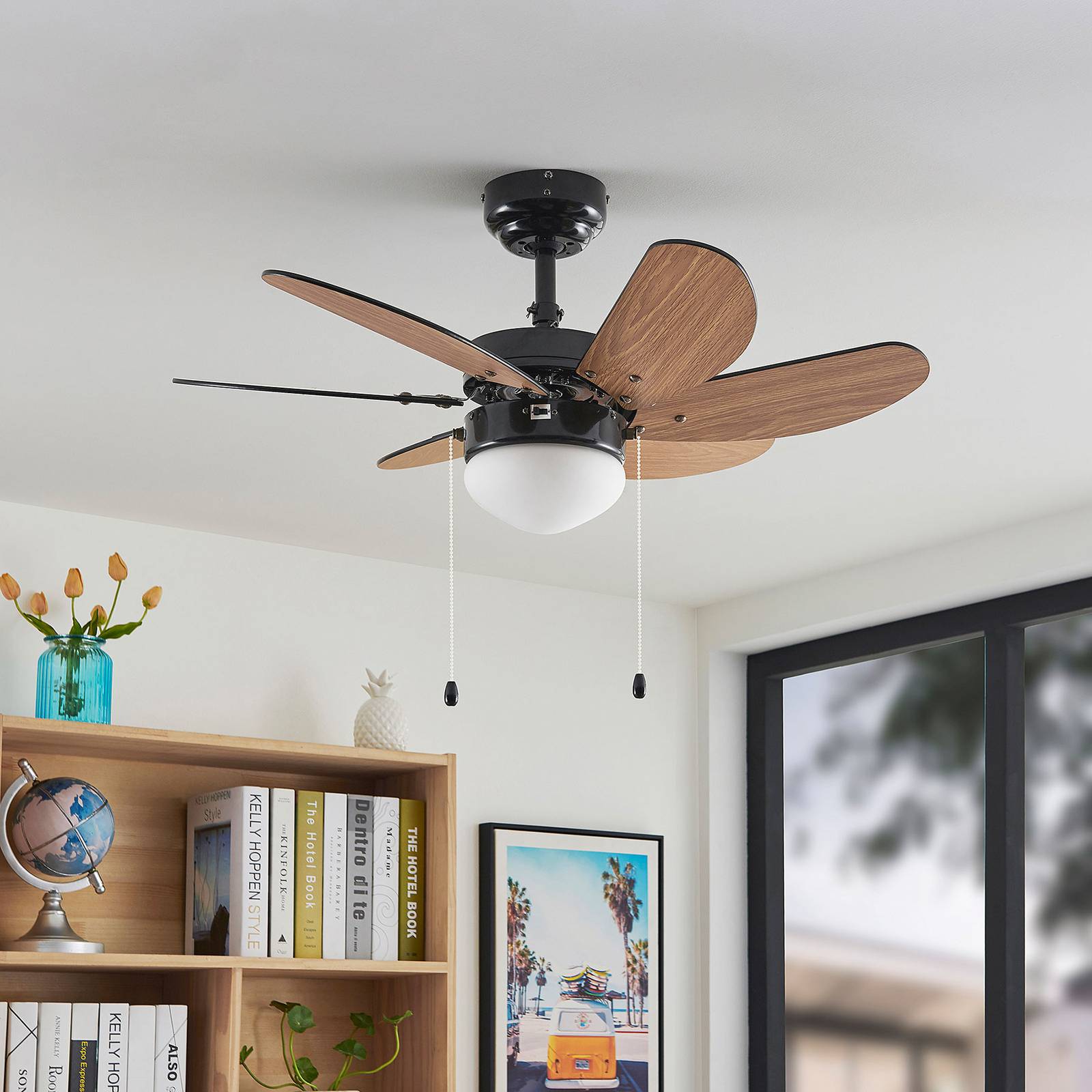 Lindby Ventilateur de plafond avec lumière Minja noir silencieux 78 cm LINDBY