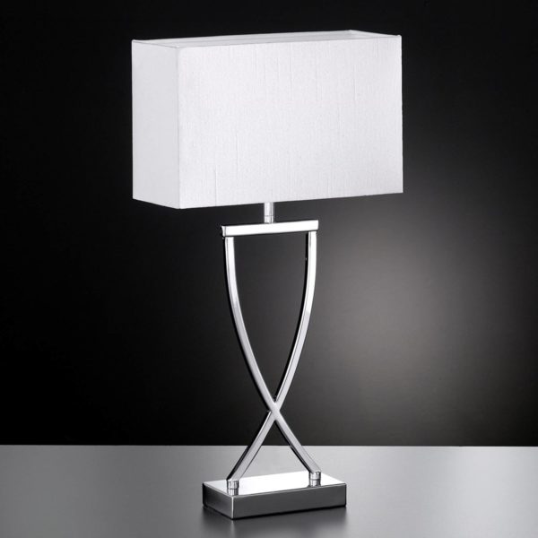 FISCHER & HONSEL Lampadaire textile Anni chromé-blanc FISCHER & HONSEL