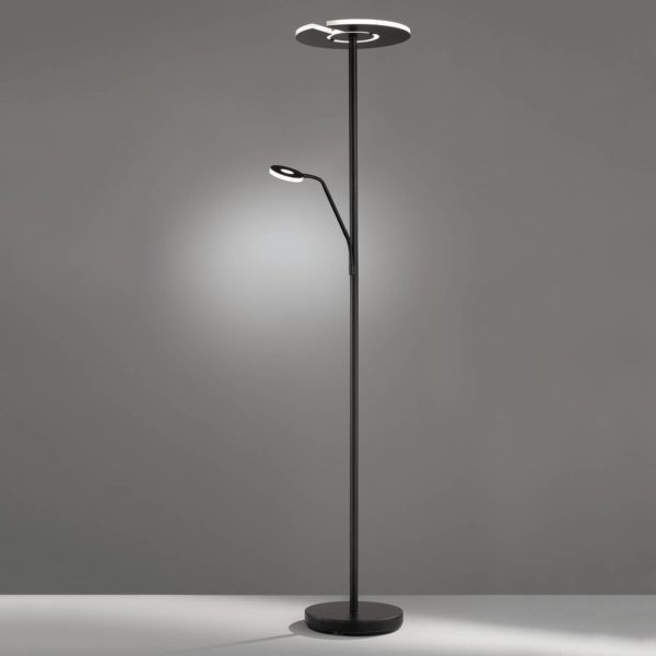 FISCHER & HONSEL Lampadaire indirect LED Dent à liseuse, CCT, noir FISCHER & HONSEL