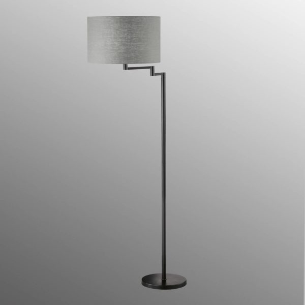 FISCHER & HONSEL Lampadaire Rota abat-jour en lin gris FISCHER & HONSEL