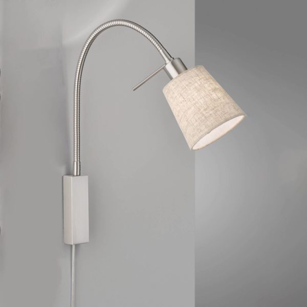 FISCHER & HONSEL Applique Nuage en lin, nickel/couleur sable FISCHER & HONSEL