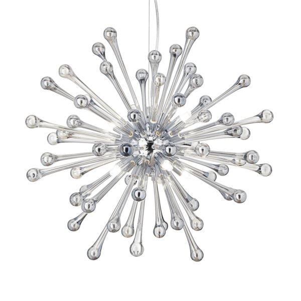 Ideallux Suspension Pauline gouttes de verre, 8 lampes Ideallux