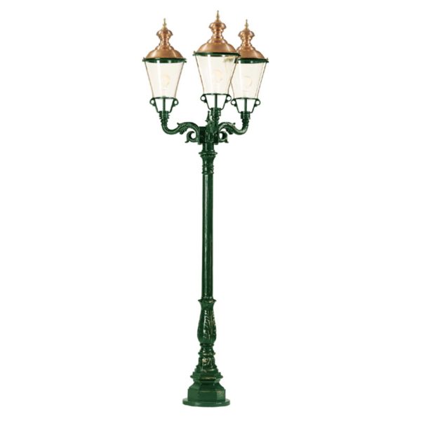 K.S. Verlichting Lampadaire Paris vert à trois lampes K.S. Verlichting