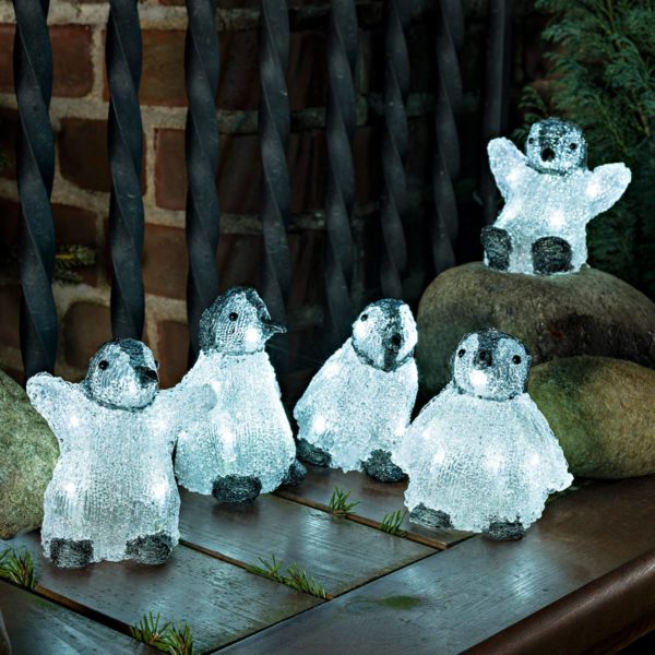 Konstsmide Christmas Set de 5 figurines LED acrylique Bébés pingouins Konstsmide Christmas