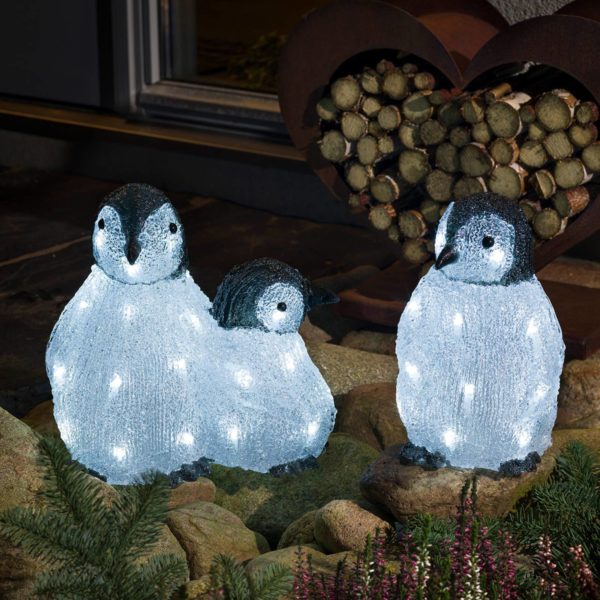 Konstsmide Christmas Set de 3 figurines LED acrylique Famille pingouin Konstsmide Christmas