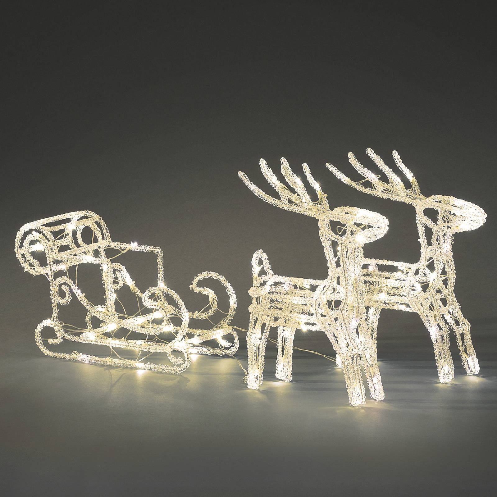 Konstsmide Christmas Figurine LED traîneau avec 2 rennes