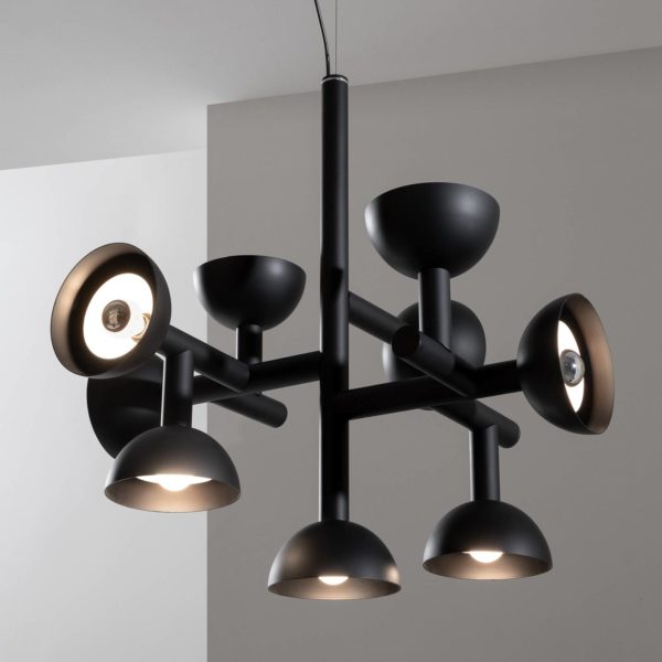 Karman Sibilla suspension à 9 lampes, noire Karman