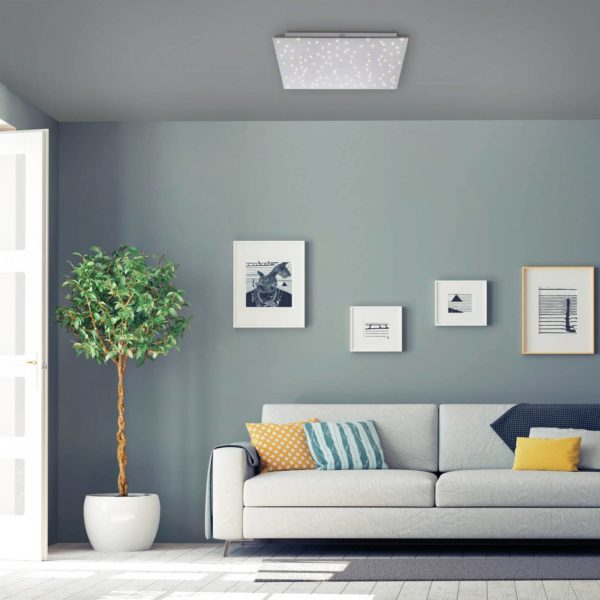 JUST LIGHT. Plafonnier LED Sparkle CCT dim acier 45x45 cm JUST LIGHT.