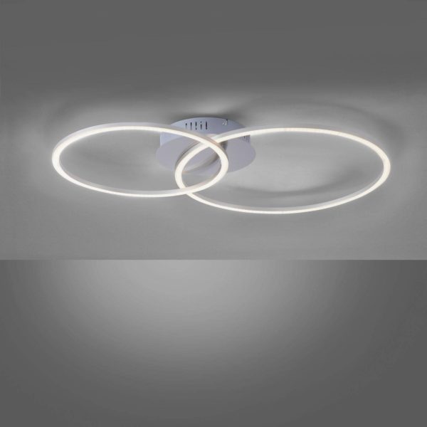 JUST LIGHT. Plafonnier LED Ivanka, deux anneaux, acier JUST LIGHT.