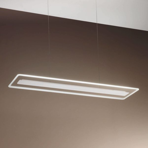Linea Light Suspension LED Antille verre rectangulaire blanche Linea Light